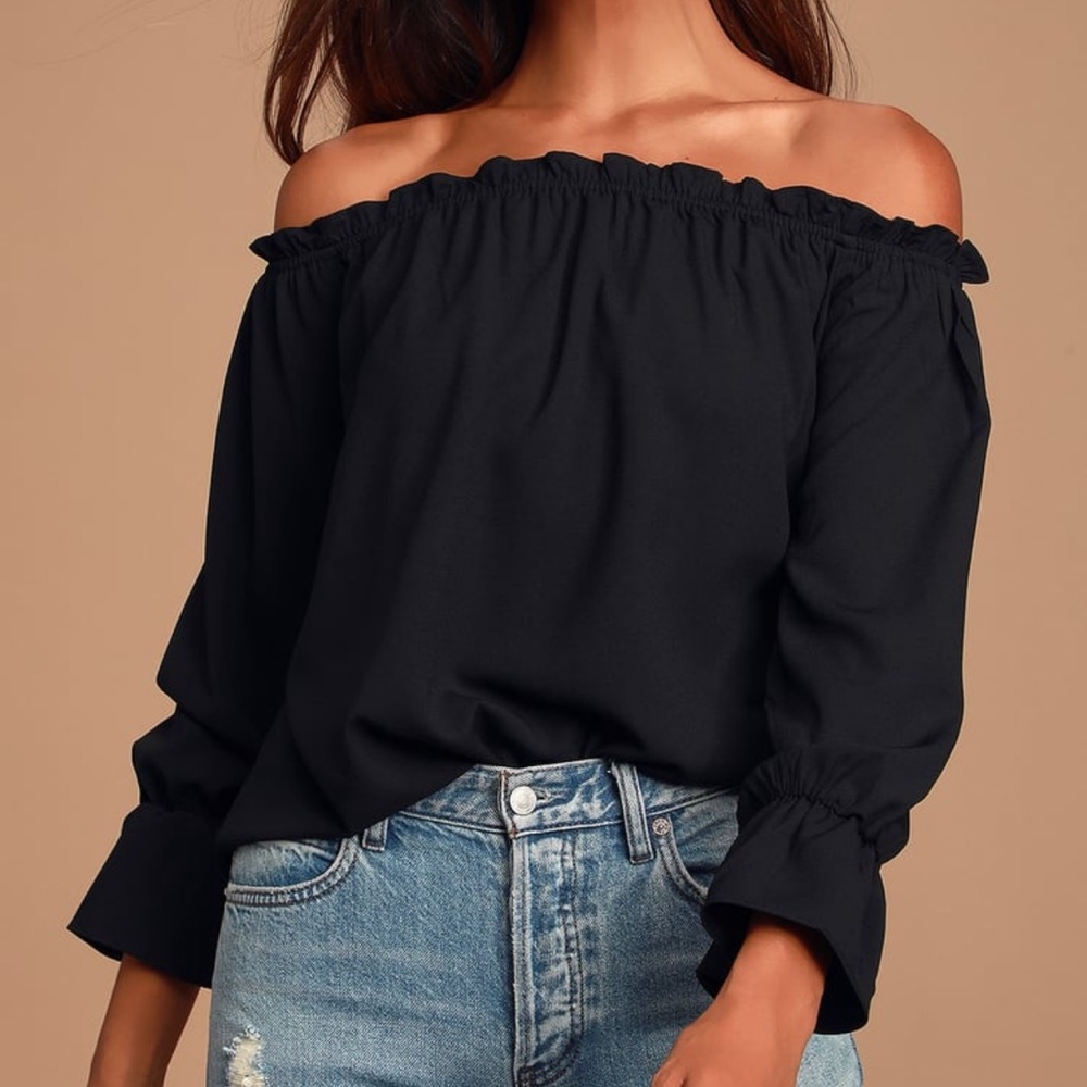 Lulus All In Good Fun Black Off the Shoulder Top - Medium - Like New, Never Worn